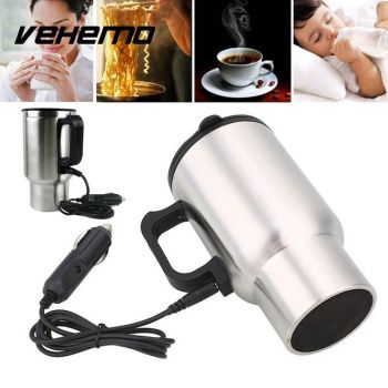 Travel Car Coffee Drinks Electric Heated Cup 450ML Thermos Insulated Mug 12V